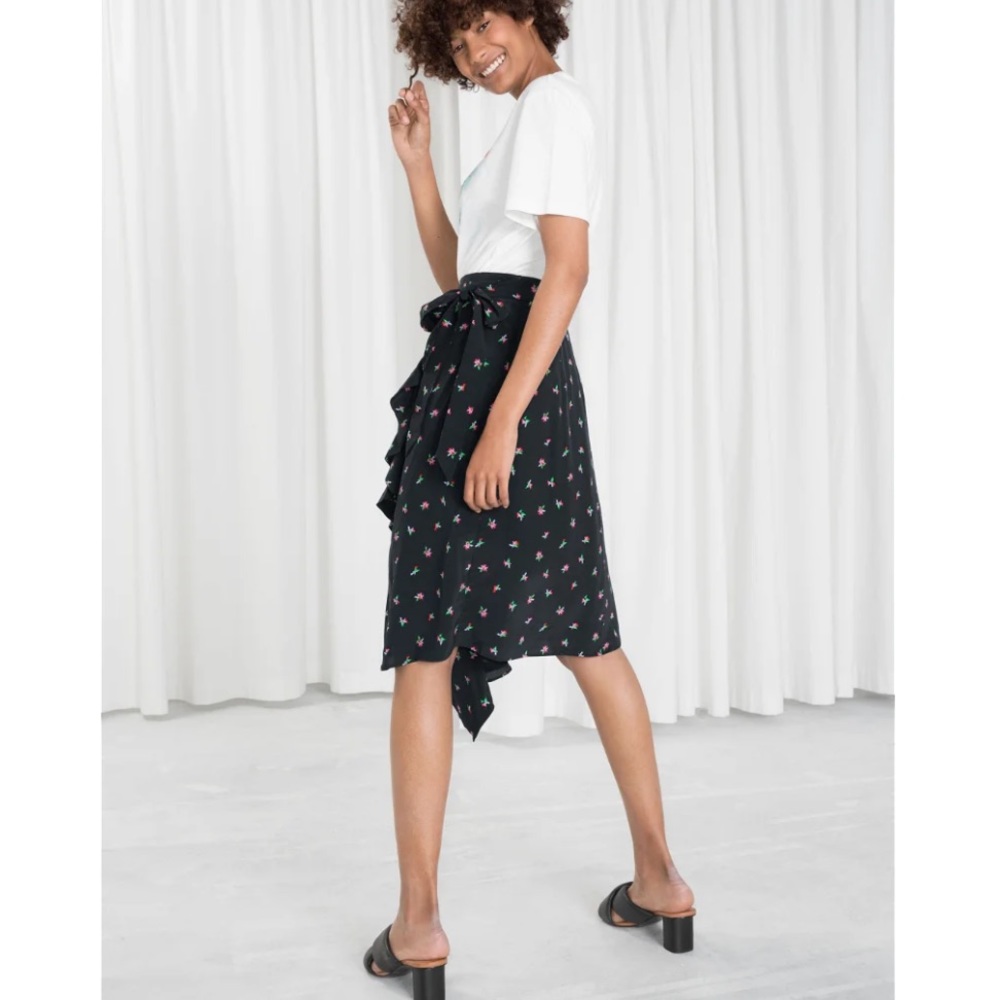 & Other Stories Tropical Flower Wrap Skirt NWT